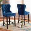 Baxton Studio Howell Modern Transitional Navy Blue Velvet and Dark Brown Finished Wood 2-Piece Counter Stool Set 175-10961-Zoro